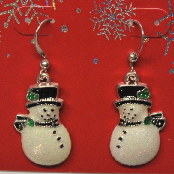 Snowman Nickel Free Drop Earrings - Christmas - Picture 3 of 3